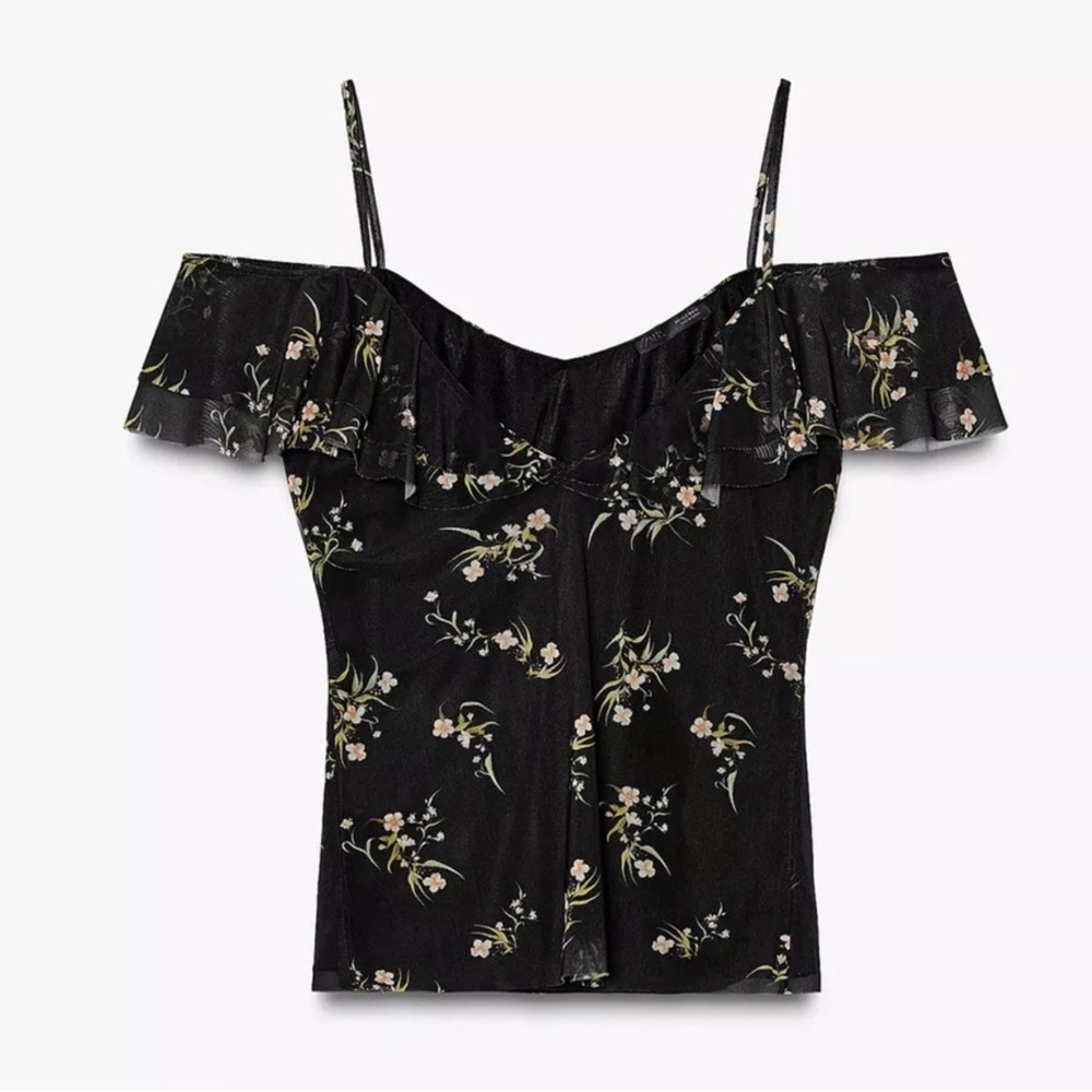 Zara Floral Off-Shoulder Top